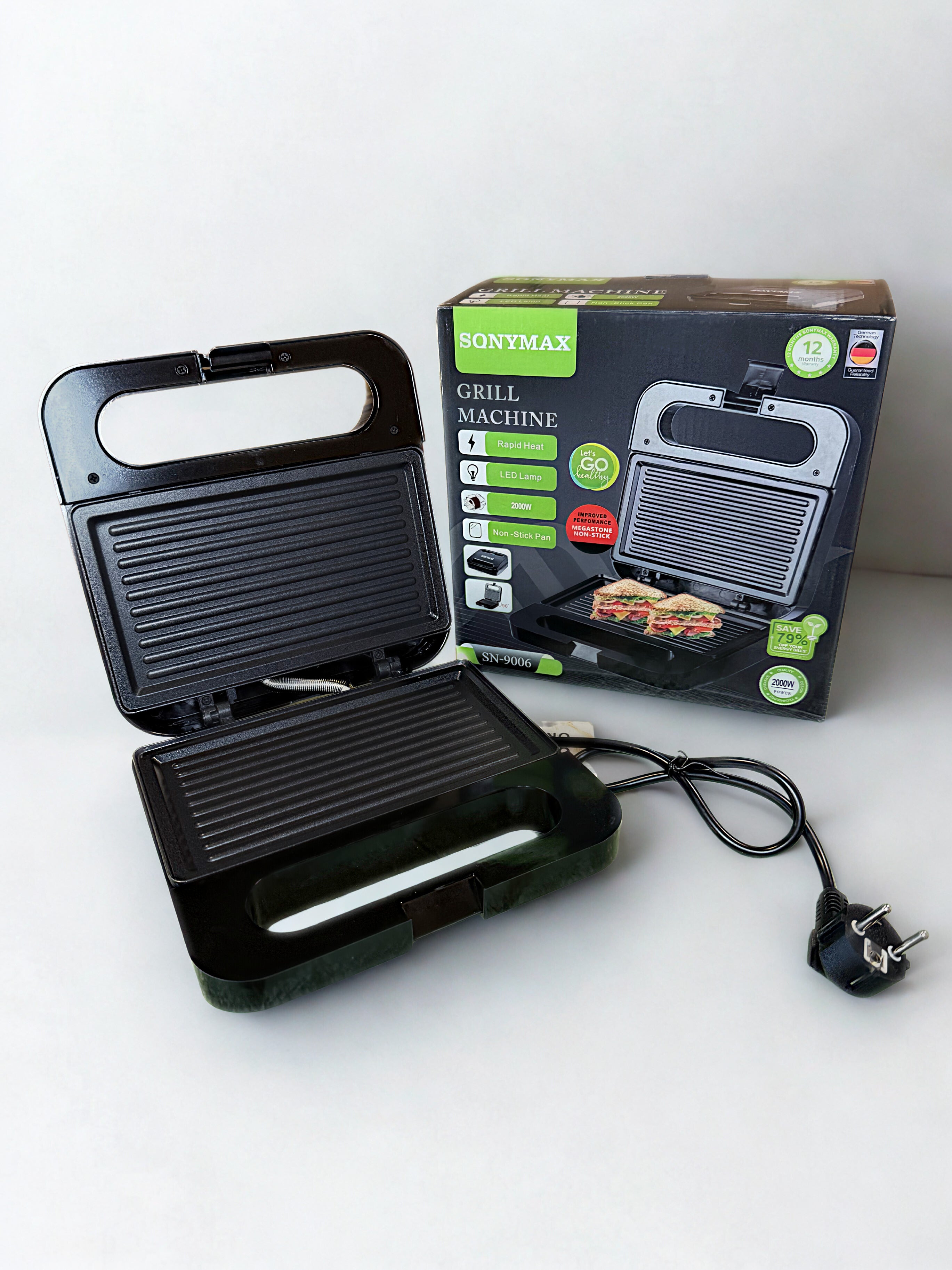 Грил Скара Sonymax SN 9006 С Незалепващо Покритие – 2000W