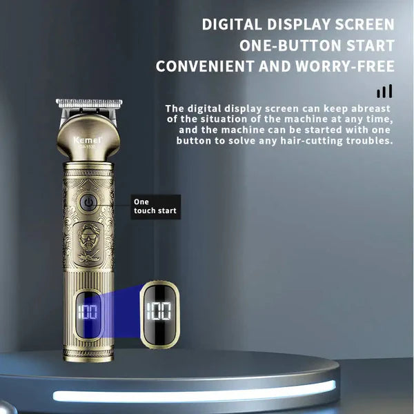 Kemei 1635 Метален Акумулаторен Тример За Брада и Контури С LCD Дисплей