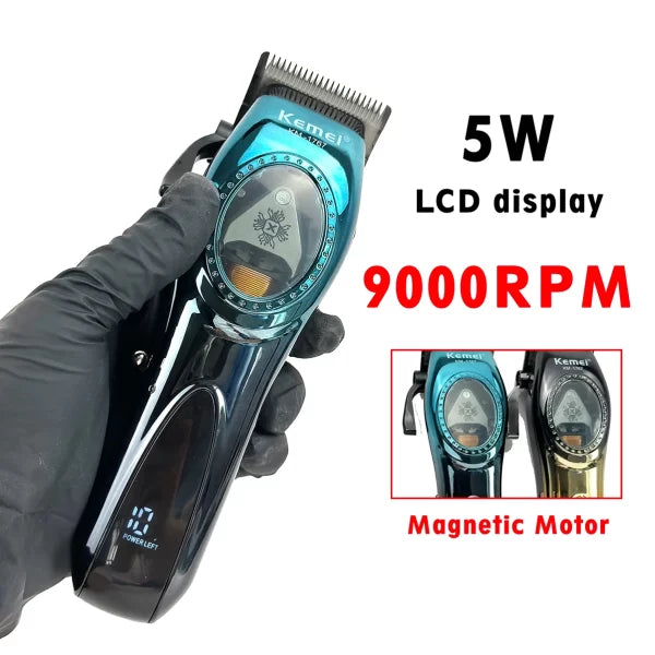 Kemei KM-1767 Машинка За Подстригване С LCD Дисплей, DLC Острие И Магнитен Мотор