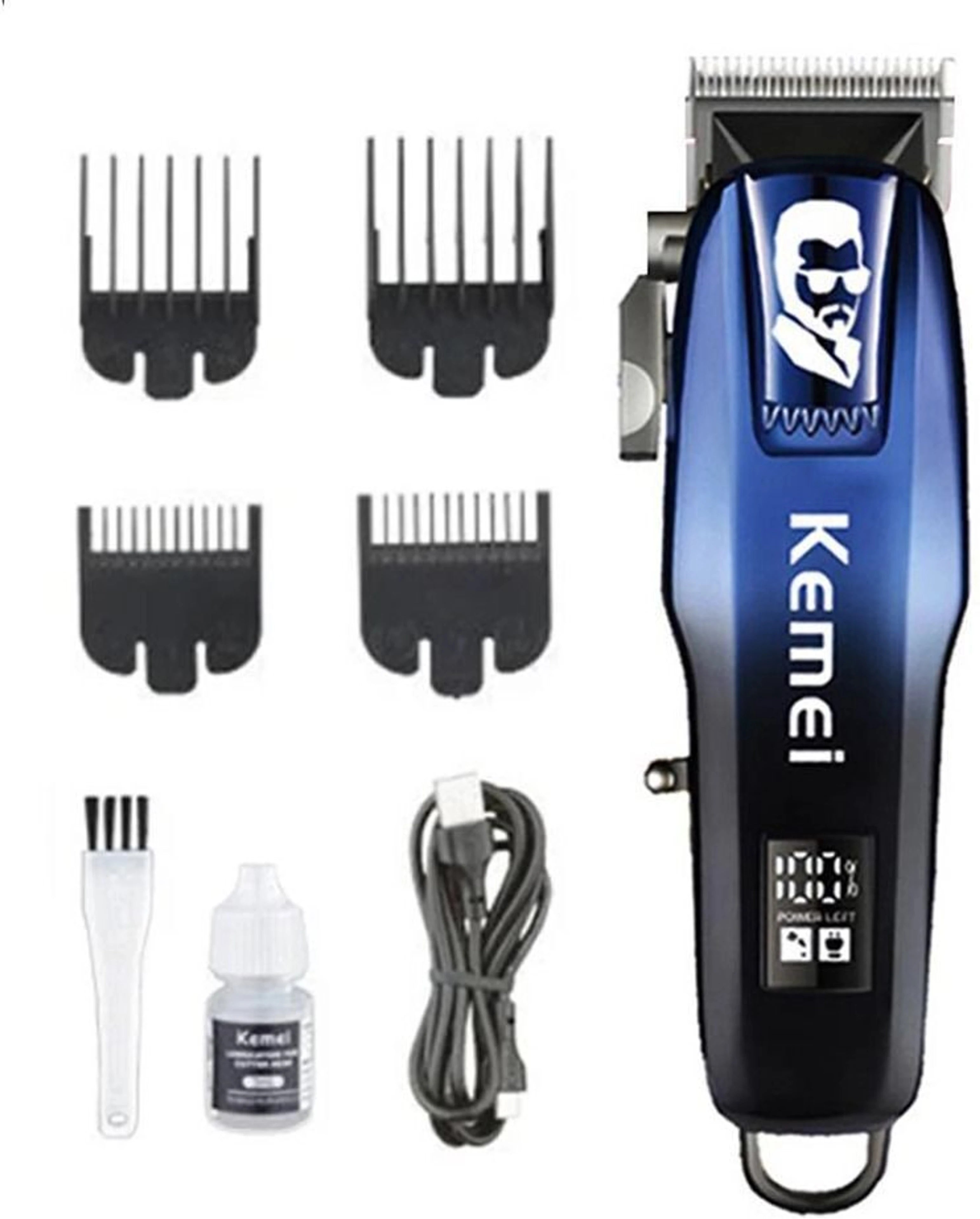 Машинка За Подстригване Kemei KM-709A С LCD Дисплей и 4 Приставки