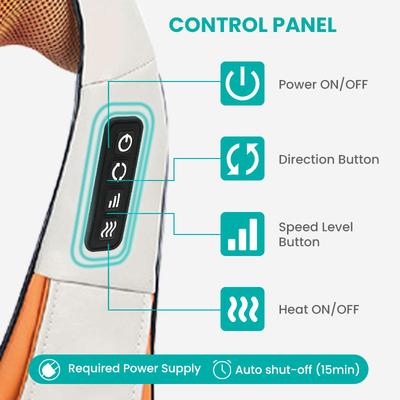 Шиацу Масажор С 16 Масажиращи Глави И Загряване – За Врат, Гръб И Раменe