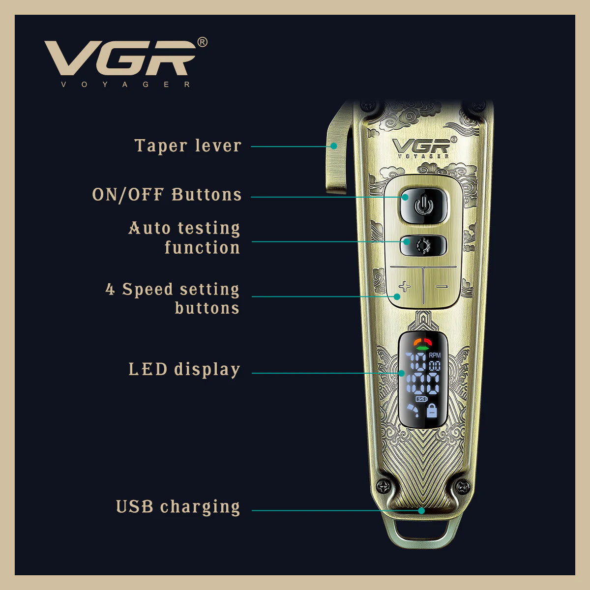 Професионална Машинка За Подстригване VGR V-005