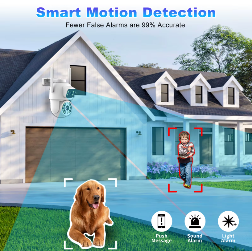 Въртяща Wi-Fi камера с два обектива, 6MPX, нощно виждане, двупосочно аудио