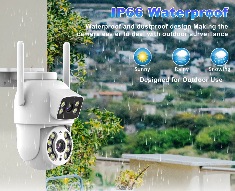 Въртяща Wi-Fi камера с два обектива, 6MPX, нощно виждане, двупосочно аудио