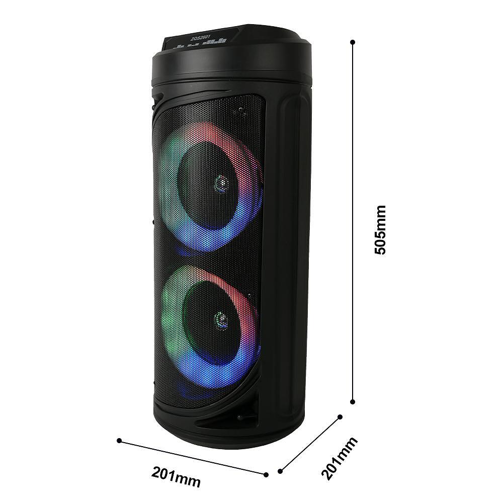Безжична Тонколона ZQS2601 2x6,5" С Микрофон – Мощен Звук И LED Светлини За Караоке И Партита
