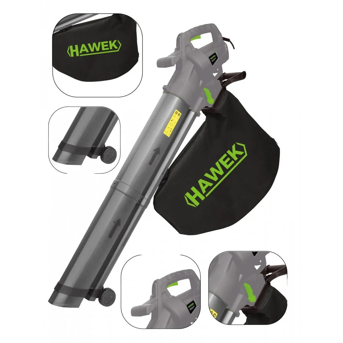 Електрическа Духалка за Листа HAWEK 3500W – Събиране, Издухване и Раздробяване за Бърза Грижа за Градини