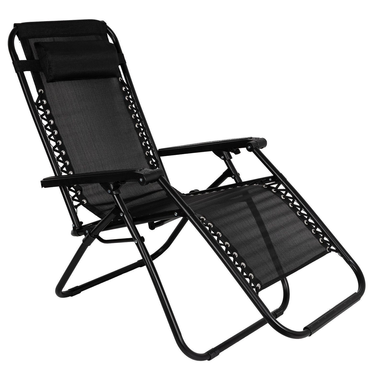 Сгъваем Къмпинг Стол Шезлонг С Регулируема Облегалка и Възглавничка