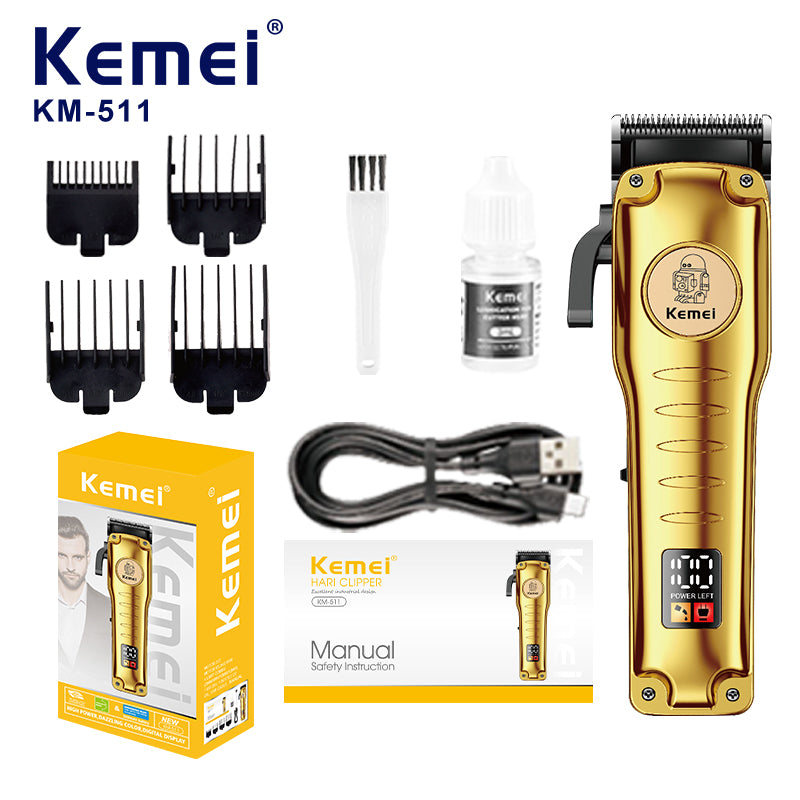 Kemei KM 511 Машинка За Подстригване С 4 Приставки И LCD Дисплей