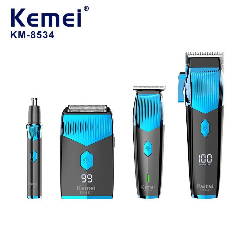 Комплект Машинки За Подстригване И Бръснене Kemei KM-8534 4 в 1 – Професионална Грижа С 15 Приставки