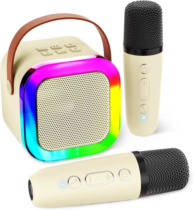 Преносима RGB Караоке Тонколона с Два Безжични Микрофона