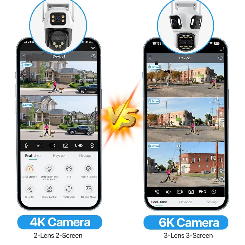 Тройна Външна WiFi Камера P15 3MP+3MP+6MP ICSee – Бяла