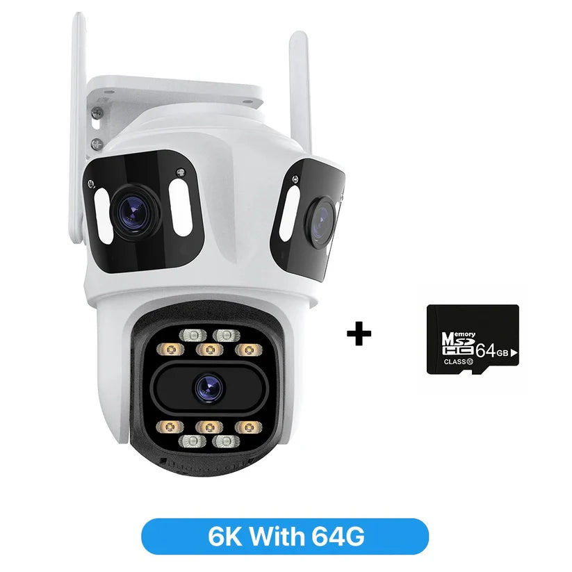 Тройна Външна WiFi Камера P15 3MP+3MP+6MP ICSee – Бяла