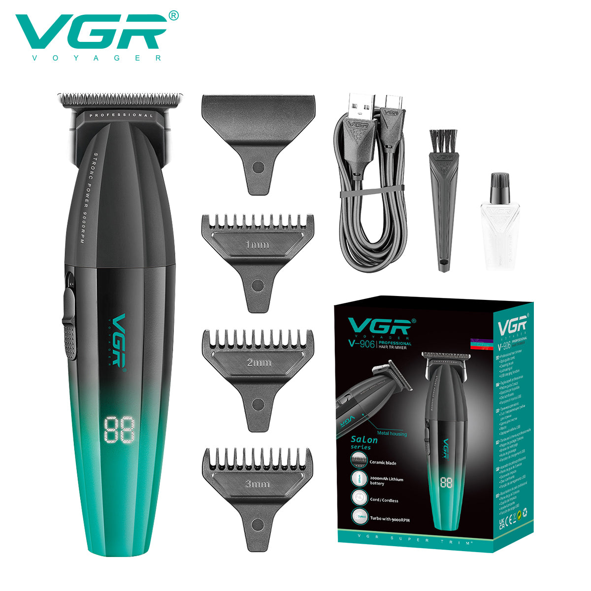 Професионален Комплект за Подстригване VGR – Машинка V-003 + Тример V-906